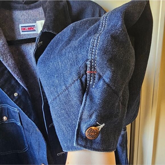 Vintage 1960-1970's Big Mac Denim Fleece Lined Work Wear Coverall Jacket Utility - Picture 9 of 12